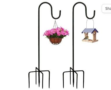 Photo 1 of 2Pack Outdoor Shepherd Hooks, Adjustable Height, Included 3 Sizes:47, 70 ,95 in,Made of Metal,Suitable for Bird Feeders,Hanging Solar Lights,Mason Jars,Holiday Decorations,Wedding and Garden Stakes
