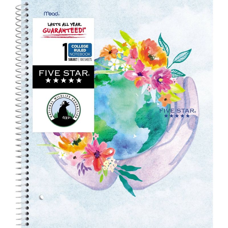 Photo 1 of Five Star and National Wildlife Federation College Ruled 1 Subject Spiral Notebook Plus Study App Earth -3 TOTAL-
