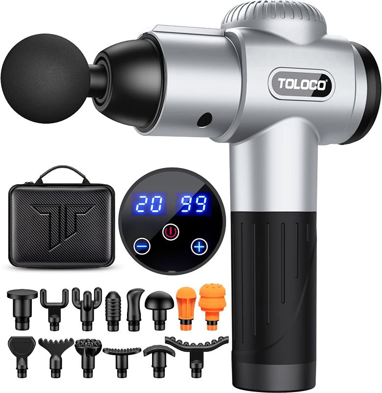 Photo 1 of TOLOCO Massage Gun, Upgrade Percussion Muscle Massage Gun for Athletes, Deep Tissue Massager for Back, Silver
