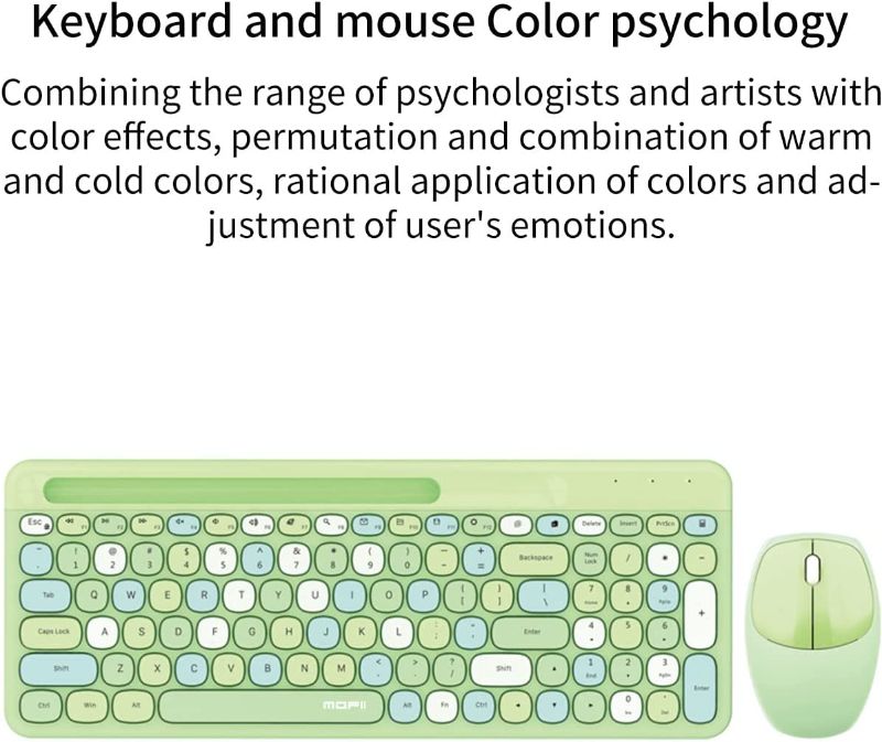 Photo 1 of Wireless Keyboard and Mouse Combo - 2.4GHz Full-Sized - Computer Keyboard with Phone Holder - Keyboard and Mouse Set for Windows/ Laptop/PC/Notebook - Green...
