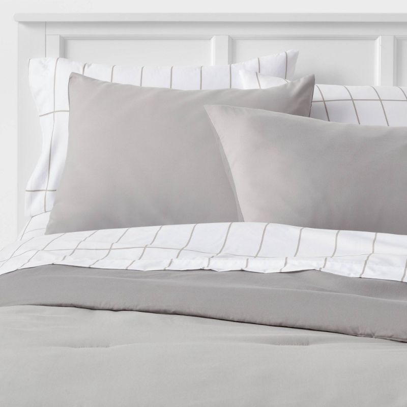 Photo 1 of 7pc Solid Microfiber Reversible Comforter & Sheets Set - Room Essentials™
