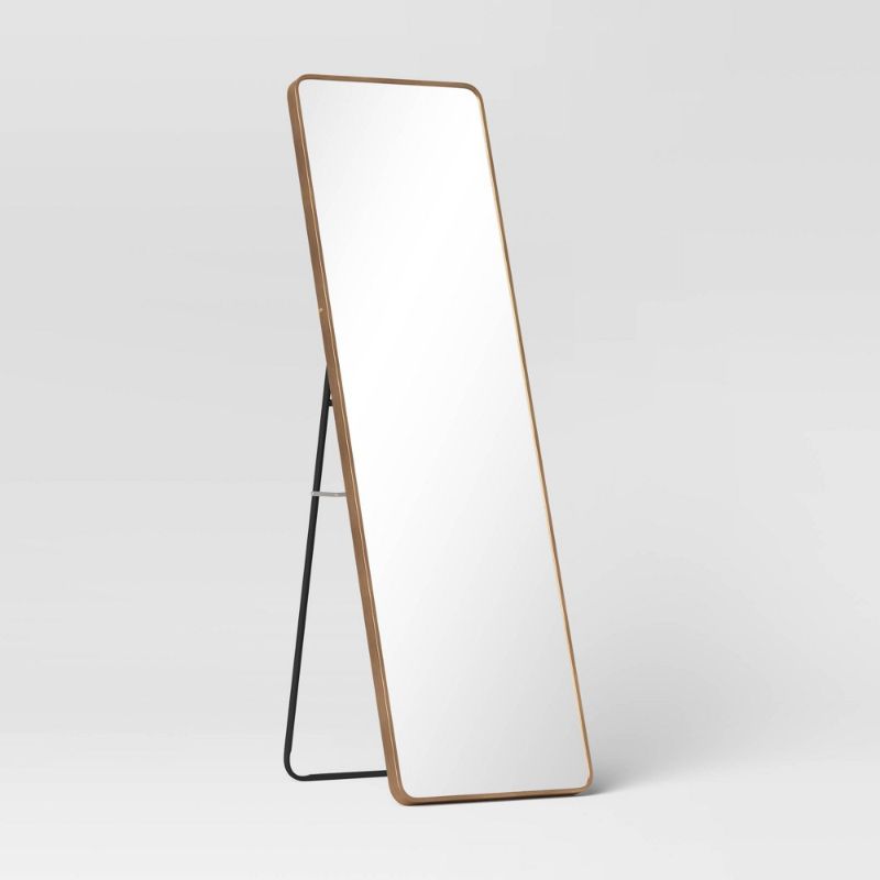 Photo 1 of 18" X 60" Metal Aluminum Cheval Floor Mirror Brass - Threshold™
