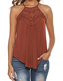 Photo 1 of Bluetime Womens Shirts Summer Casual Sleeveless Boho Flowy Pleated Tunic Tanks Tops Brown L (B0923XMMPJ)
