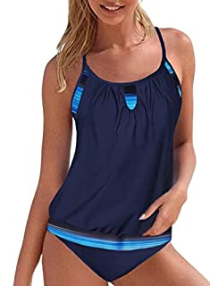 Photo 1 of Dokotoo Womens Gradient Color Two Piece Maternity Swimsuits Lined Up Double Up Sexy Tankinis Summer Plus Size Bathing Suits Tankini Sets Swimwear with Shorts Blue X-Large (B09R92QBDB)
