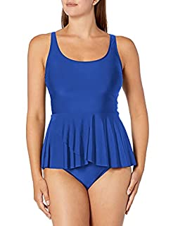 Photo 1 of Athena Women's Standard Ruffle Waist Swimsuit Tankini Top, Samba Solids Blue, 16 (B07GKM9YJJ)
