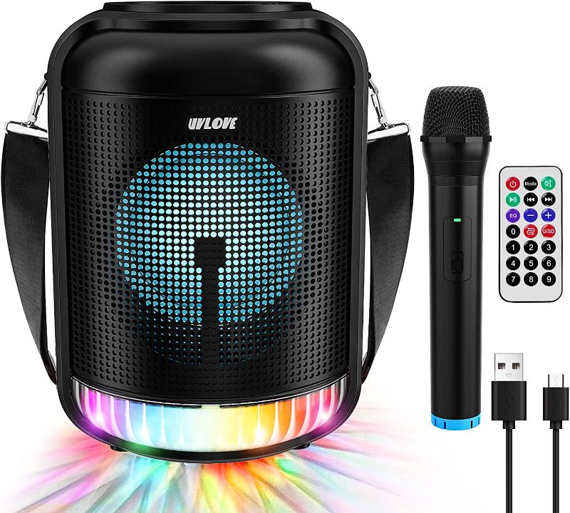 Photo 1 of Portable Karaoke Machine with Microphone - Bluetooth Speaker 6.5" Subwoofer - Rechargeable USB Speaker Set Karaoke Machine for Adults with DJ Lights, and New Year Gifts for Kids
