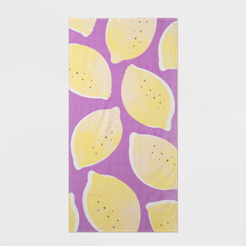 Photo 1 of 2 PACK Lemon Printed Bath Towel Purple - Sun Squad Dimensions (Overall): 62 Inches (L), 32 Inches (W)
