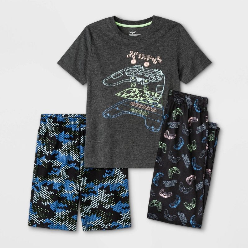 Photo 1 of Boys' 3pc Gamer Pajama Set - Cat & Jack™ Dark Gray SIZE XS

