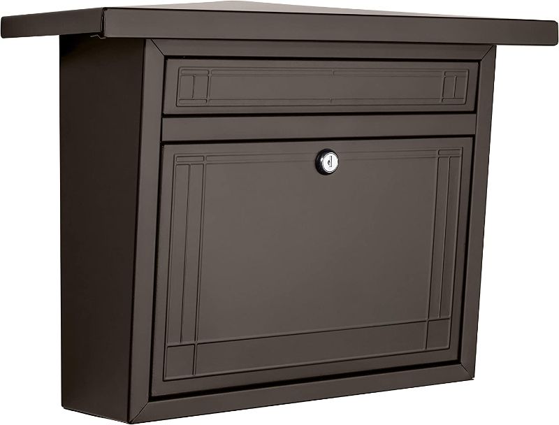 Photo 1 of ARCHITECTURAL MAILBOXES 2427RZ-10 Frank Lloyd Wright Collection Wallmount Mailbox, Medium, Rubbed Bronze
