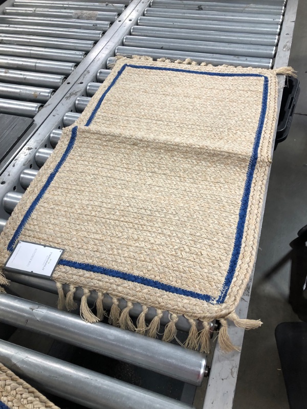 Photo 2 of 34 X 20 Border Braided Rug Blue - Threshold
