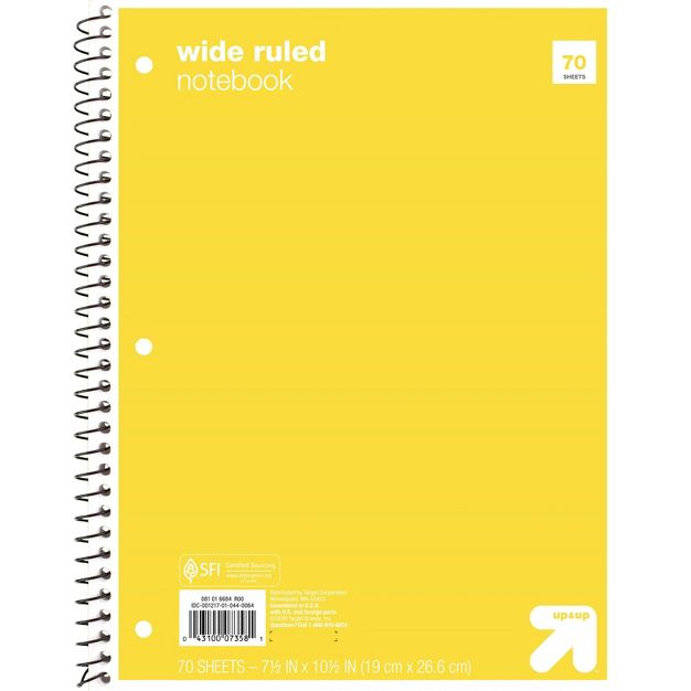 Photo 1 of (5 Pack) Wide Ruled 1 Subject Flexible Paperboard Cover Spiral Notebook - up & up™

