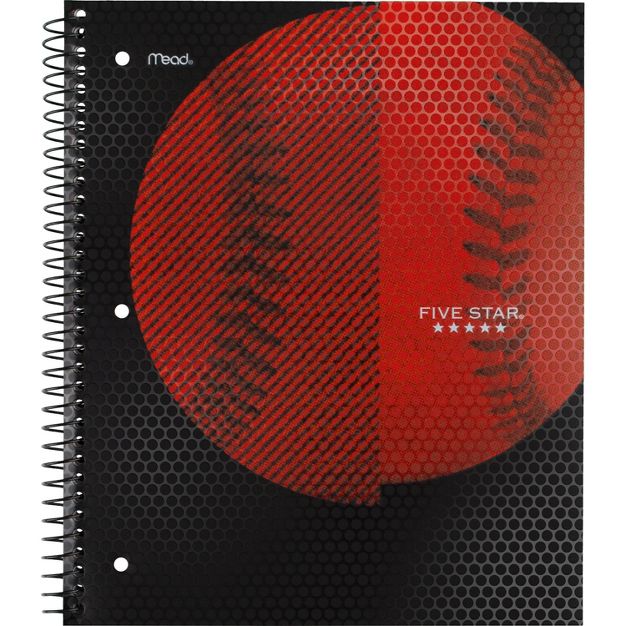 Photo 1 of (2 pack) Five Star Wide Ruled 1 Subject Sport Spiral Notebook Baseball
