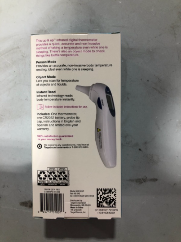 Photo 1 of Up&up Infrared Digital Thermometer Ear/Forehead Measuring Fever Alert Indicator
