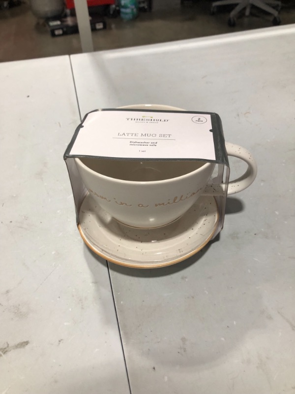 Photo 1 of 16oz Stoneware Mom in a Million Latte Mug with Saucer - Threshold™
