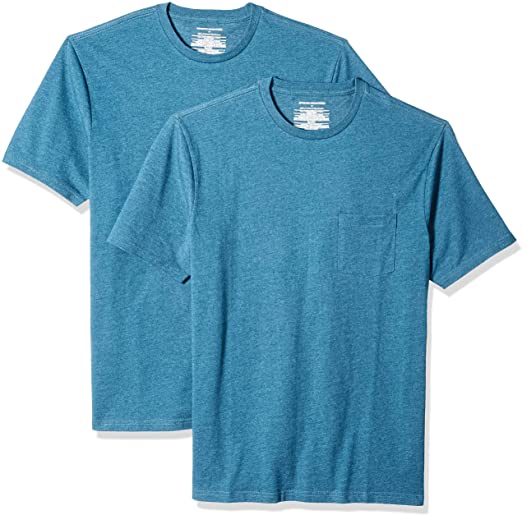 Photo 1 of Amazon Essentials Men’s 2-Pack Slim-Fit Short-Sleeve Crewneck Pocket T-Shirt MEDIUM
