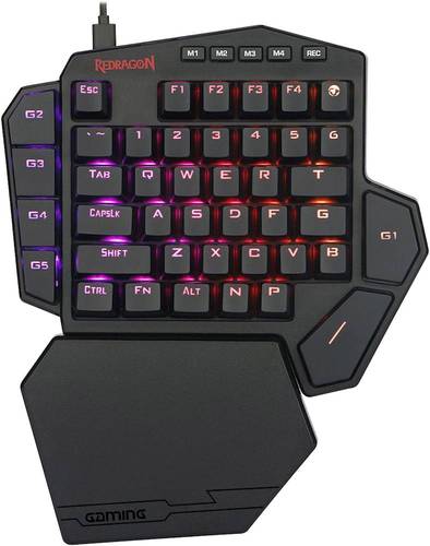 Photo 1 of Redragon K585 DITI One-Handed RGB Mechanical Gaming Keyboard, Type-C Professional Gaming Keypad with 7 Onboard Macro Keys, Detachable Wrist Rest, 42 Keys (Black-Blue Switch)

