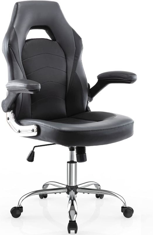Photo 1 of Gaming Chair, Racing Style Bonded Leather Gamer Chair, Ergonomic Office Chair Computer Desk Executive Chair, with Adjustable Height and Flip-Up Arms, Gaming Chair for Adults Teens Kids Men Women
