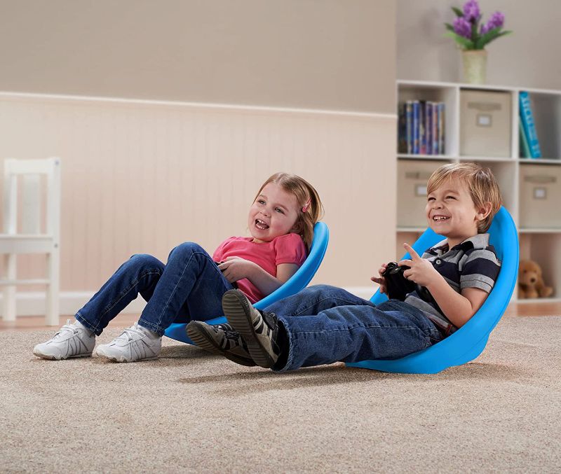 Photo 1 of American Plastic Toys’ Kids’ Scoop Rockers (Pack of 4), Blue, Lounging Floor-Level Chairs, Reading, Gaming, Watching TV, Indoors, Outdoors, Stackable, Non-Toxic, BPA-Free Plastic, Easy Wipe Clean, 3+
