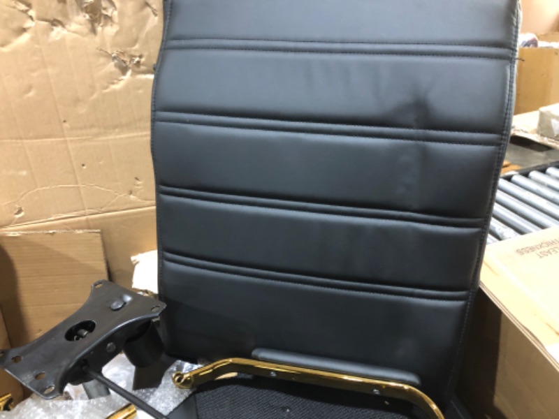 Photo 2 of Flash Furniture High Back Desk Chair - Black LeatherSoft Executive Swivel Office Chair with Gold Frame - Swivel Arm Chair