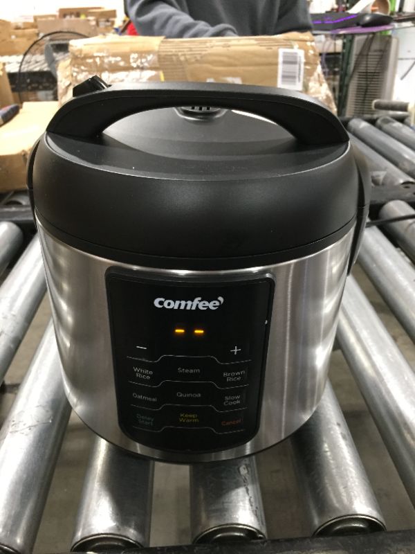 Photo 2 of COMFEE' Rice Cooker, 8-in-1 Stainless Steel Multi Cooker, Slow Cooker, Steamer, Saute, and Warmer, 5.2 QT, 20 Cups Cooked, Brown Rice, Quinoa and Oatm
