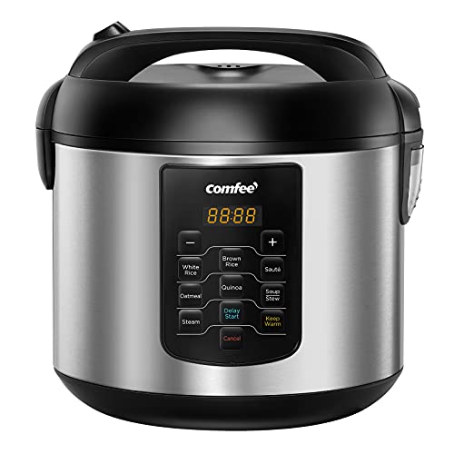 Photo 1 of COMFEE' Rice Cooker, 8-in-1 Stainless Steel Multi Cooker, Slow Cooker, Steamer, Saute, and Warmer, 5.2 QT, 20 Cups Cooked, Brown Rice, Quinoa and Oatm
