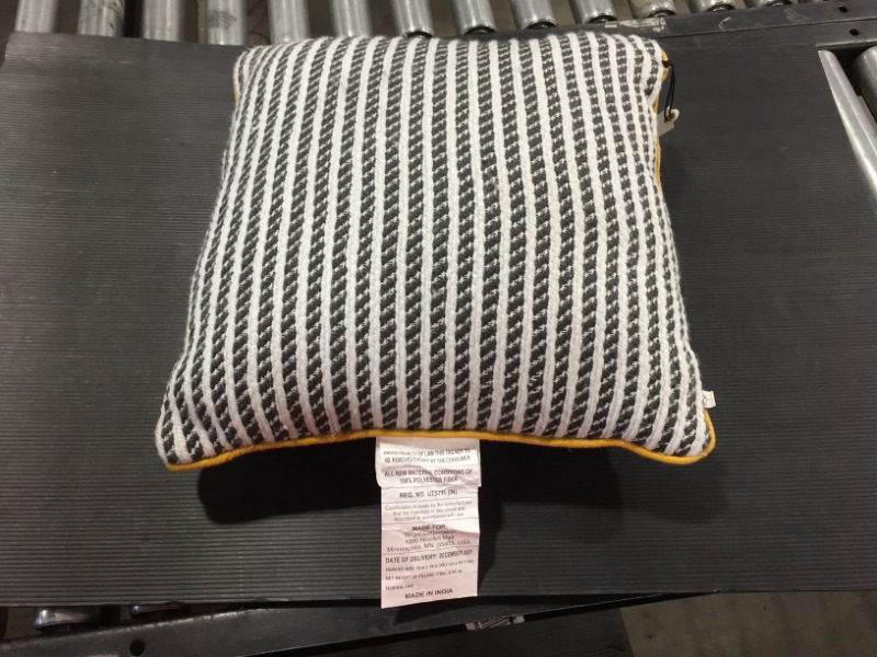 Photo 2 of 18" X 18" Ticking Stripe Indoor/Outdoor Square Throw Pillow - Hearth & Hand™ with Magnolia
