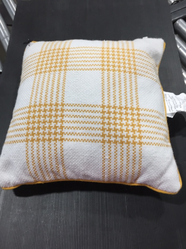 Photo 2 of 18" X 18" Plaid Indoor/Outdoor Square Throw Pillow /Cream - Hearth & Hand™ with Magnolia
