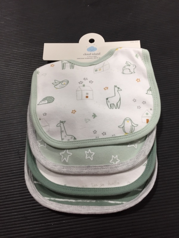 Photo 2 of Baby 4pk 'Hello Happy' Bib - Cloud Island™ Dark Green - one size 
