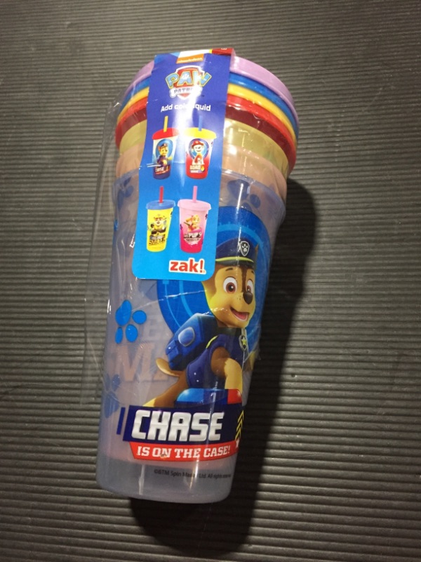 Photo 2 of PAW Patrol 16.5oz 4pk Plastic Color Change Tumblers -Zak Designs - missing straws 
