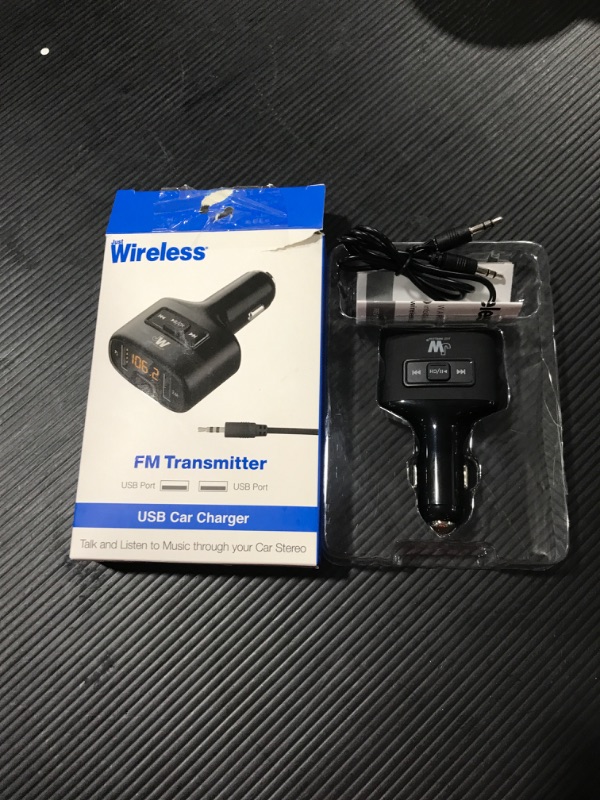 Photo 2 of Just Wireless FM Transmitter (3.5mm) with 2.4A/12W 2-Port USB Car Charger - Black