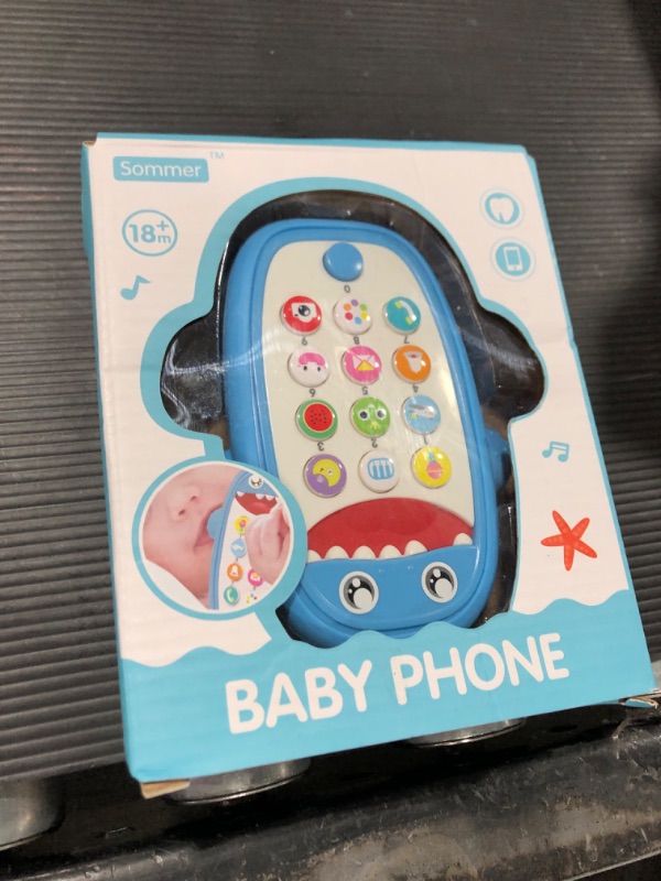 Photo 1 of Baby Shark Cell Phone Toy with Removable Teether Case, Light, Music & Adjustable Volume Kids Play & Learn Fake Phone for Infant & Toddler, Preschool Birthday Gift for Girl Boy 0-6, 6-18 Months (Blue)
