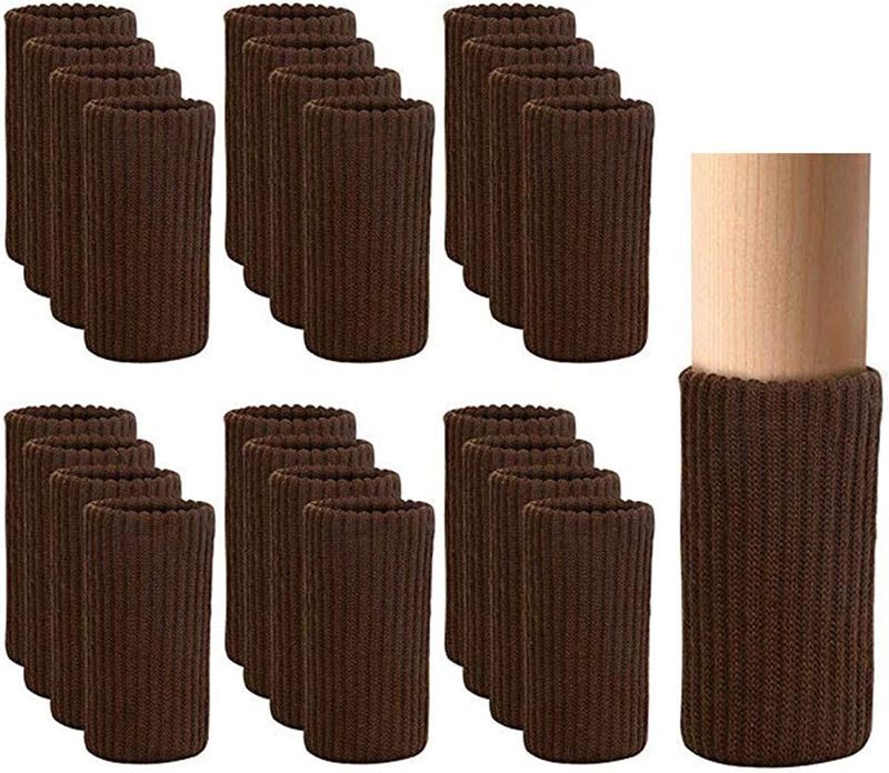 Photo 1 of 24 PCS Furniture Leg Socks Knitted Furniture Socks - Chair Leg Floor Protectors for Avoid Scratches, Furniture Pads Set for Moving Easily and Reduce Noise, Coffee
