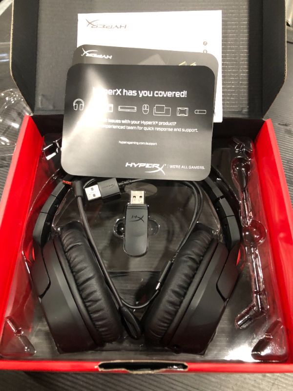 Photo 2 of HyperX Cloud Flight - Wireless Gaming Headset, Long Lasting Battery up to 30 Hours, Detachable Noise Cancelling Microphone, Red LED Light, Comfortable Memory Foam, Works with PC, PS4 & PS5
