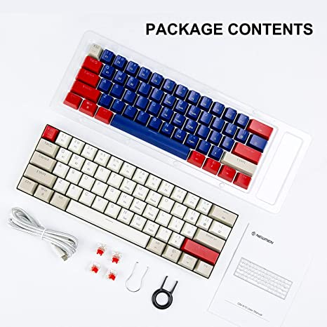 Photo 1 of NEWMEN GM610 60% Wireless Mechanical Gaming Keyboard,Wired/Bluetooth Keyboard with Extra Keycap Set,RGB Backlit,61 Anti-Ghosting Keys,Programmable,Hot-Swappable,for Windows Mac Android(Red Switch)
