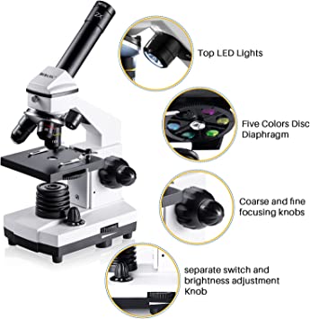 Photo 1 of 100X-2000X Microscopes for Kids Students Adults, with Microscope Slides Set, Phone Adapter, Powerful Biological Microscopes for School Laboratory Home Education
