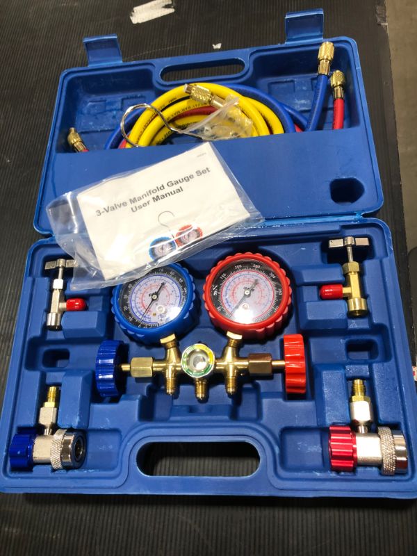 Photo 2 of 3 Way AC Diagnostic Manifold Gauge Set for Freon Charging