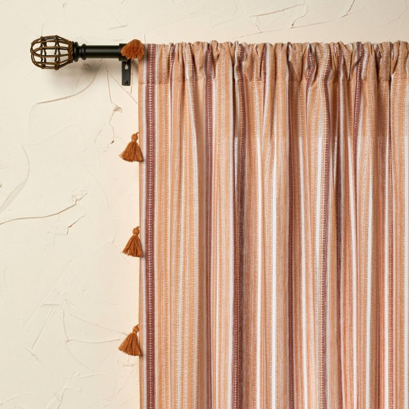 Photo 1 of 84"x50" Woven Striped Light Filtering Curtain Panel - Opalhouse™ Designed with Jungalow CONTAINS 2 PANELS