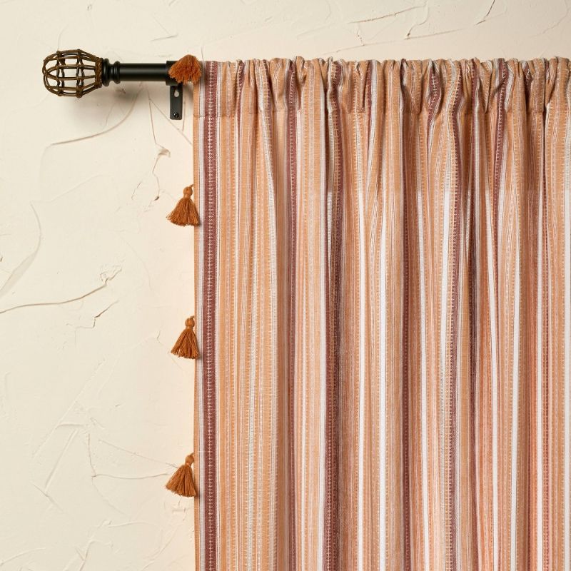 Photo 1 of 84"x50" Woven Striped Light Filtering Curtain Panel - Opalhouse™ Designed with Jungalow CONTAINS TWO PANELS