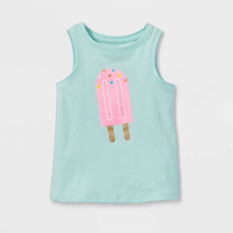 Photo 1 of 
Toddler Girls' Sparkle Ice Cream Knit Graphic Tank Top - Cat & Jack™ Mint COUNT OF 12-- SIZE:5T