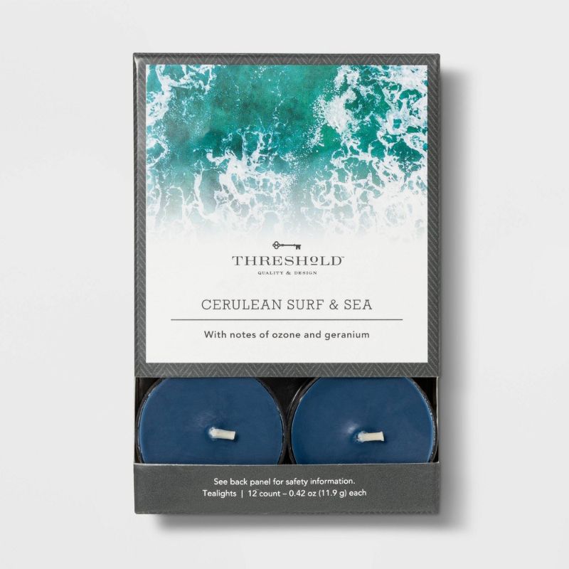 Photo 1 of A BOX LOT OF 6pk Tealight Cerulean Surf and Sea Candle - Threshold™