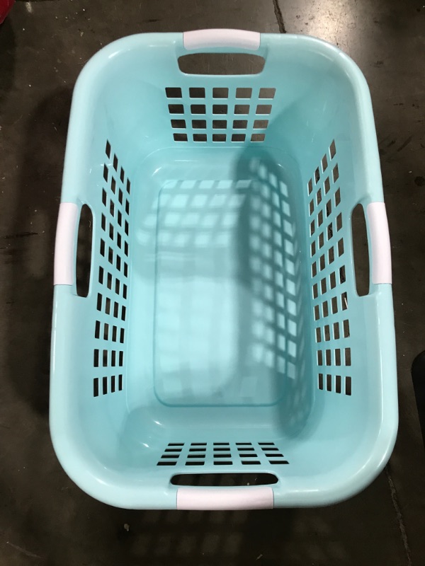 Photo 2 of 1 Bushel Laundry Basket Aqua with Gray Handles - Room Essentials