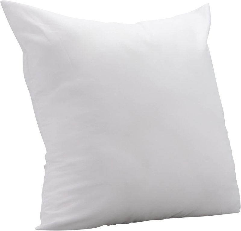 Photo 1 of 24"x24" White Cotton Feel Microfiber Square Sham Euro Sofa Bed Couch Decorative Pillow Insert Form Fill Stuffer Cushion Made in USA for Pillow Cover or Case (24x24)