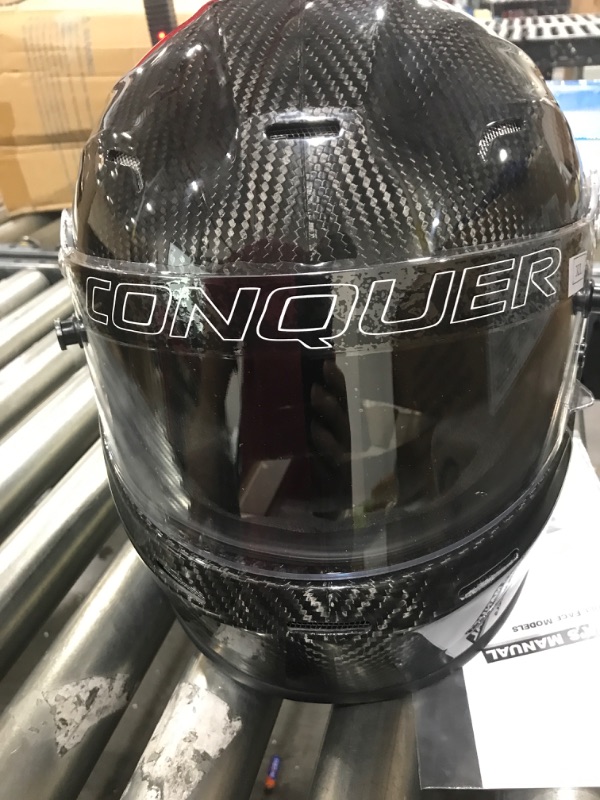 Photo 4 of Conquer Carbon Fiber Full Face Auto Racing Helmet Snell SA2020 SZ XL
