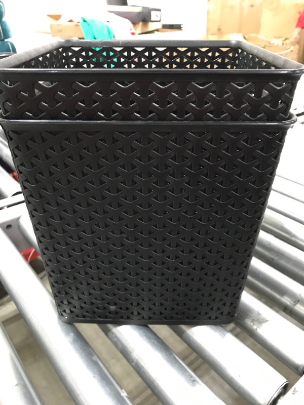 Photo 2 of (2 PACK) Y-Weave 11" Cube Decorative Storage Basket Black - Room Essentials