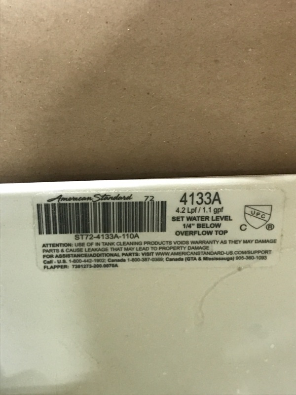 Photo 1 of (TOP PART ONLY) American Standard H2Optimum Round Two Piece Toilet 288DA.114.020, White