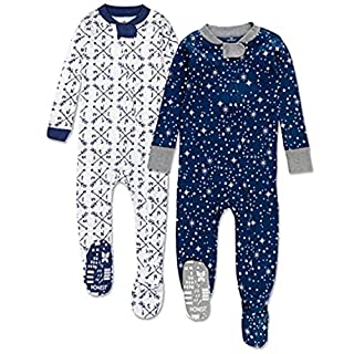 Photo 1 of HonestBaby Baby 2-Pack Organic Cotton Snug-Fit Footed Pajamas, Twinkle Star Navy, 12 Months