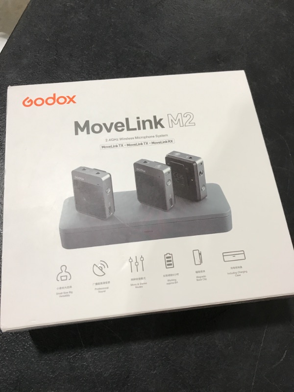 Photo 1 of Godox MoveLink M2 Compact 2-Person Digital Wireless Microphone System for Cameras & Smartphones with 3.5mm (2.4 GHz)
