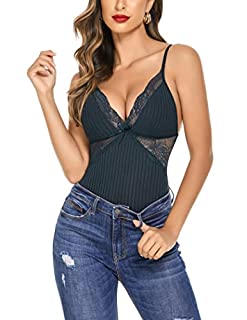 Photo 1 of Avidlove Women's Snap Crotch Lingerie Sexy Lace Bodysuit V Neck Teddy One Piece Babydoll, Navy Blue, XX-Large 