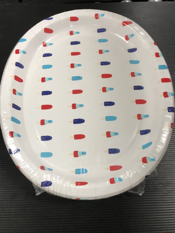 Photo 2 of [4 Pack] 10ct Oval Americana Platter with Popsicles White - Sun Squad