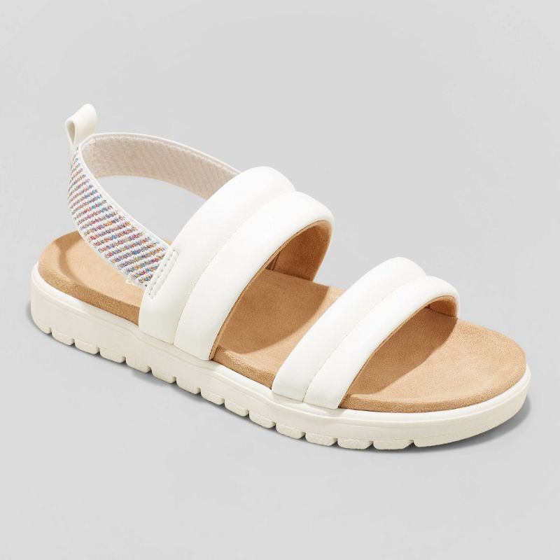 Photo 1 of [Size 4] Girls' Hazel Slip-on Pull-on Footbed Sandals - Cat & Jack White
